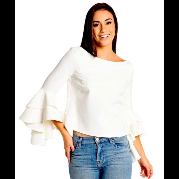 Milly Tops - Milly Annie Bell-Sleeve Italian Cady Blouse NWOT